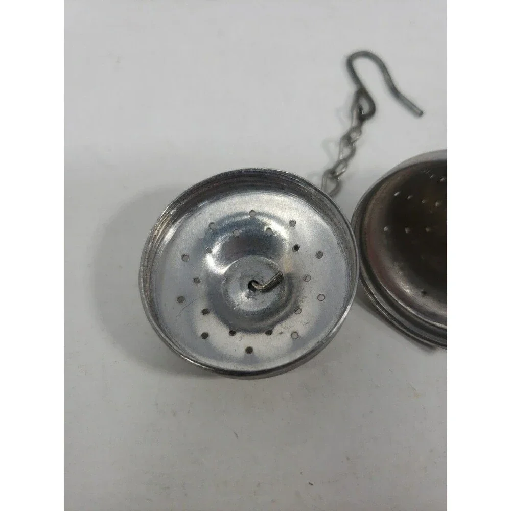 Vintage MCM Aluminum Acorn Shaped Tea ball Infuser Strainer with Hook & Chain